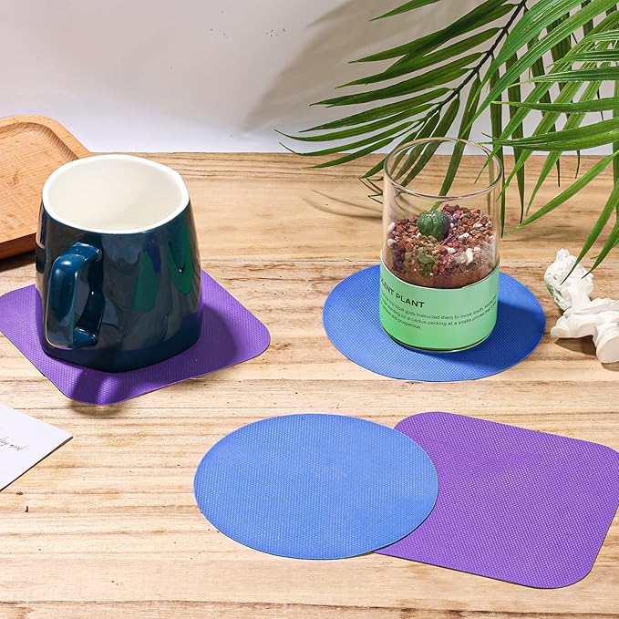 LUTER 4pcs Jar Opener, Rubber, Multi-function Silicone Bottle Opener for Seniors with Weak Hands Lid Cap Gripper Pads Kitchen Coasters Gadgets(blue round +purple square)