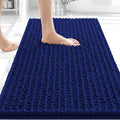 OLANLY Bathroom Rug Mat 34x21, Thick Soft and Absorbent Chenille Bath Mat, Non-Slip Rubber Backing, Machine Washable Quick Dry Bath Rugs for Tub Shower Floor, Home Decor Accessories, Navy Blue