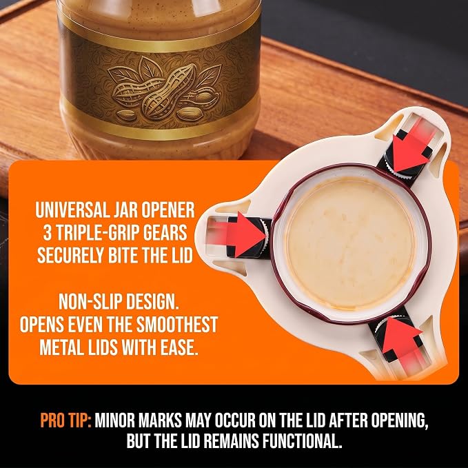 4 in 1 Multi-Purpose Jar Opener, Adjustable 3-Claw Lid Gripper & Bottle Cap Remover Tool for Seniors, Easy Open Jars, Cans, Bottles for Kitchen and Home Use