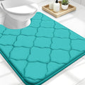OLANLY Memory Foam Toilet Rugs U-Shaped 24x20, Ultra Soft and Absorbent Bathroom Rugs, Non-Slip, Comfortable, Machine Washable Contour Bath Mat for Toilet Base, Home Decor Accessories, Teal