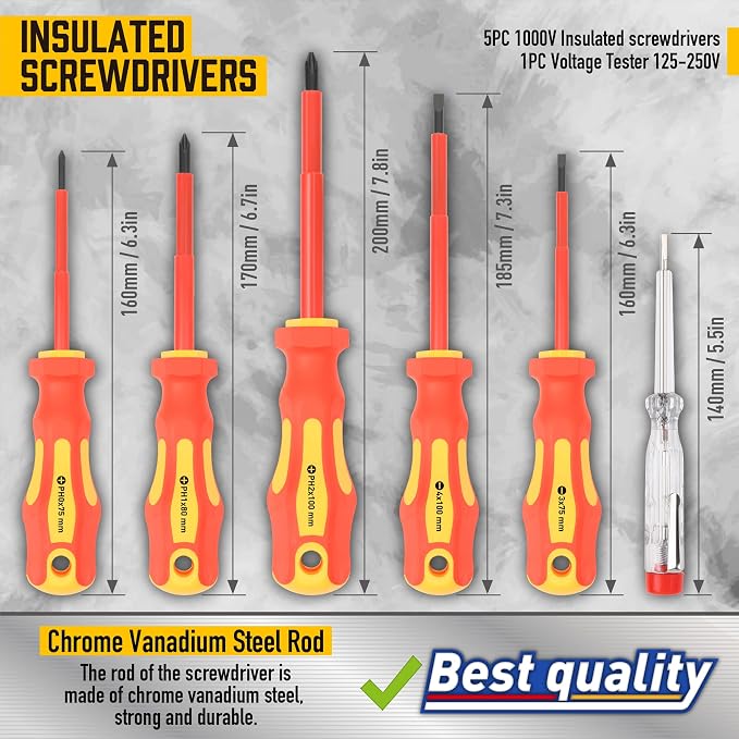 Magnetic Screwdrivers Set with Case, Amartisan 72-piece Includs Slotted, Phillips, Hex, Square, Pozidriv,Torx Bits and Insulated Screwdriver Set (1000V), Tools for Men