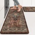 KIMODE Kitchen Mats for Floor Cushioned Anti Fatigue, Floral Kitchen Rugs Sets of 2, Brick Rugs for Kitchen Floor, Comfort Kitchen Floor Mats, Ergonomic Standing Desk Mat for Sink Laundry Room Decor