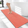 OLANLY Thick Bathroom Runner Rugs 47x17, Extra Soft Absorbent Chenille Bath Rugs, Rubber Backing, Machine Wash Dry, Long Bath Mats for Bathroom Floor, Tub and Shower, Home Decor Accessories, Coral