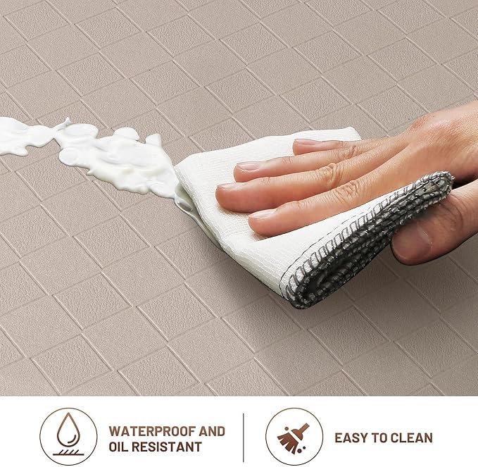 HappyTrends Anti-Fatigue Floor Mat - 4/5 Inch Thick, Waterproof Non-Slip, Heavy Duty Ergonomic Comfort Mat for Kitchen, Office, Sink, Laundry (22"x54", Khaki)