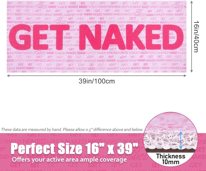 Bathtub Mat Shower Mat Non-Slip - 16x 39 Inch Soft Comfort Bath Mat with Drainage Holes, PVC Loofah Massage Bathmat for Shower, Tub, Bathroom, Wet Areas, Quick Drying