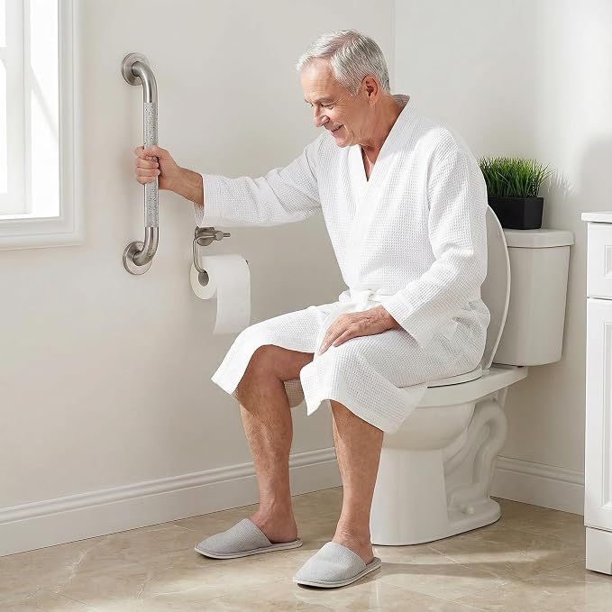 16 Inch Shower Grab Bar for Seniors 2 Pack, Heavy Duty 304 Stainless Steel Anti-Slip Bathroom Safety Handicap Grab Bar for Shower, Bathtub & Toilet, Wall Mounted, Supports 500lbs