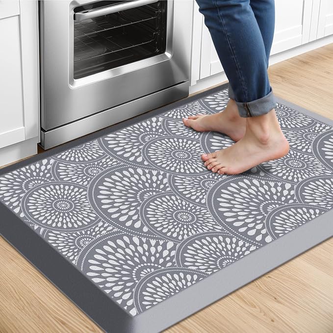 Mattitude 4/5 Inch Kitchen Mat, 20x36in Heavy Duty Ergonomic Comfort Foam Standing Desk Mat, Waterproof Non-Slip Standing Mats and Rugs for Kitchen, Office, Black