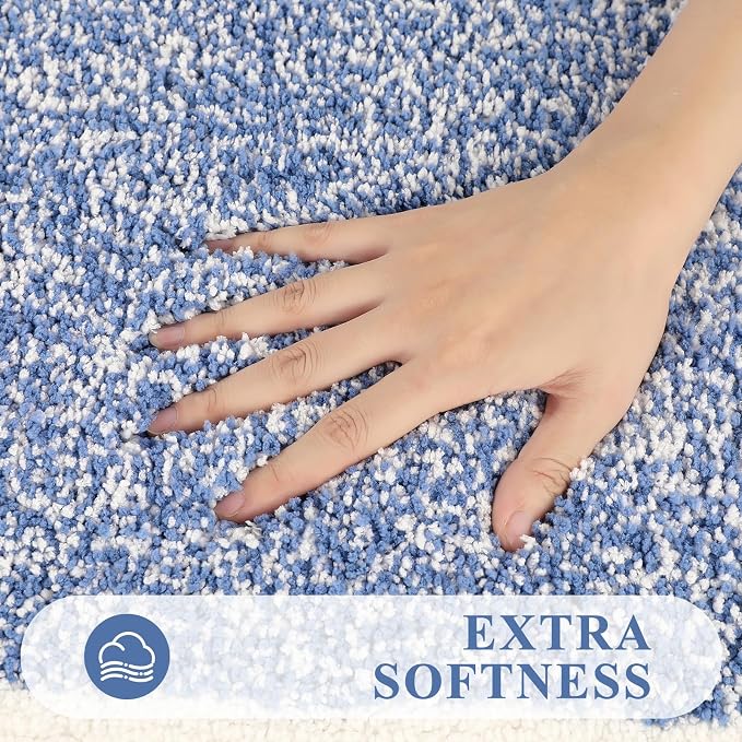 Pauwer Bathroom Rug Sets - 3 Piece Shower Mats with U-Shaped Contour Toilet Mat, Absorbent Microfiber Plush Bath Mats, Non Slip, Machine Washable Shaggy Floor Mats