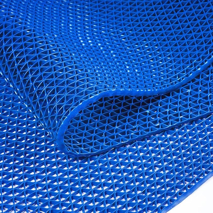 WochiTV Non Slip Drainage Mats PVC Pool Floor Mat 0.23'' Thick Outdoor Indoor Parking Space Mat for Bathroom Garage Basement Backyard Commercial Kitchen 3x3.3Ft Blue
