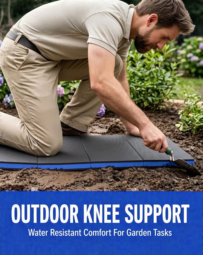 Foldable EVA Utility Mat with Handle, Heavy Duty Mechanic Mat for Kneeling, Workouts, Garages, Gardening, Camping, Picnics, Outdoor Adventures and Home Gyms, Blue