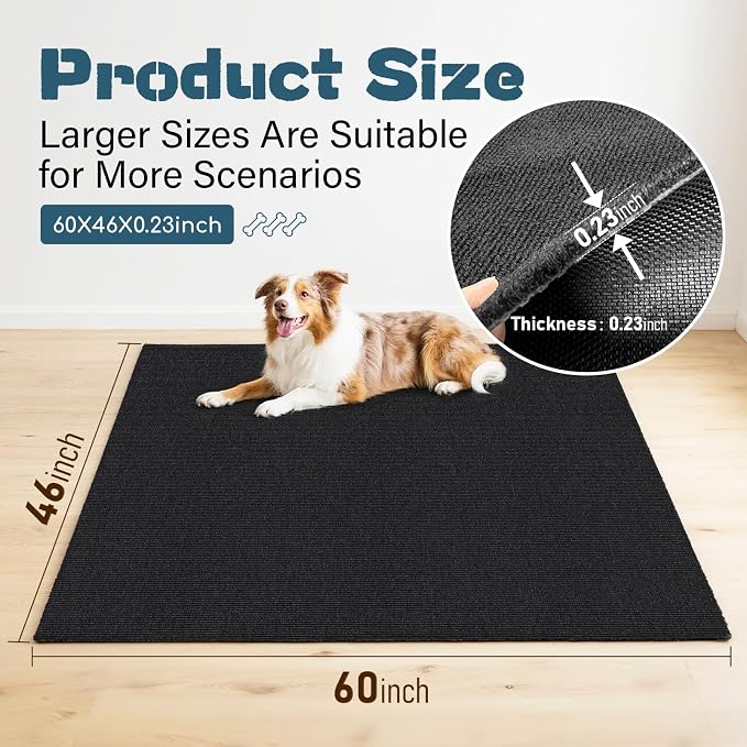 Wibeelee 46" X 60" X 0.23'' Mat for Under Dog Crate Waterproof Non-Slip Kennel Mat to Protect Floors Extra Large Absorbs Urine Reusable Dog Playpen Mat