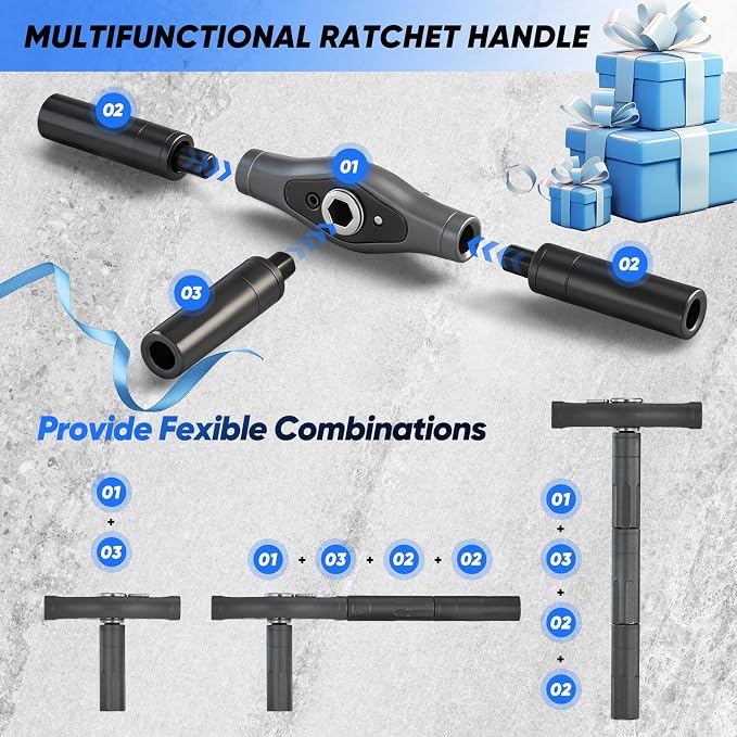 Saker 42-in-1 Magnetic Screwdriver Set for Father’s Day Gift, Screwdriver Set with T Handle & Storage Case, for Men Gift, Furniture, Computer, Bicycle, and DIY Grey