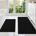 Smiry Bathroom Rugs Sets 2 Piece, Soft Absorbent Chenille Machine Washable Non Slip Shaggy Bath Rug Set for Tub, Shower, and Floor (47x20+30x20, Black)