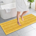 OLANLY Thick Bathroom Runner Rugs 59x20, Absorbent Chenille Striped Bath Rugs, Rubber Backing, Machine Wash Dry, Extra Long Bath Mats for Bathroom Floor, Tub and Shower, Home Decor Accessories, Yellow