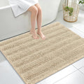 OLANLY Thick Large Bathroom Rugs 40x32, Extra Soft Absorbent Chenille Striped Bath Rugs, Rubber Backing, Machine Wash Dry, Bath Mats for Bathroom Floor, Tub and Shower, Home Decor Accessories, Beige