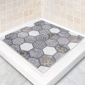 Square Shower Mat Non Slip: 36 x 36 Inch Extra Large Shower Mats with Drain Hole in Middle - PVC Loofah Anti Slip Shower Floor Matt for Inside Shower