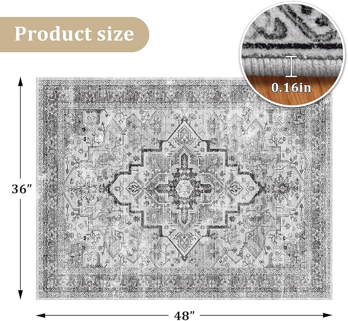 chakme Office Chair Mat for Hardwood Floor, 48"x36" Easy Glide Computer Desk Mat Protector for Rolling Chair Under Desk Rug Nonslip Backing, Machine Wash, (Boho)