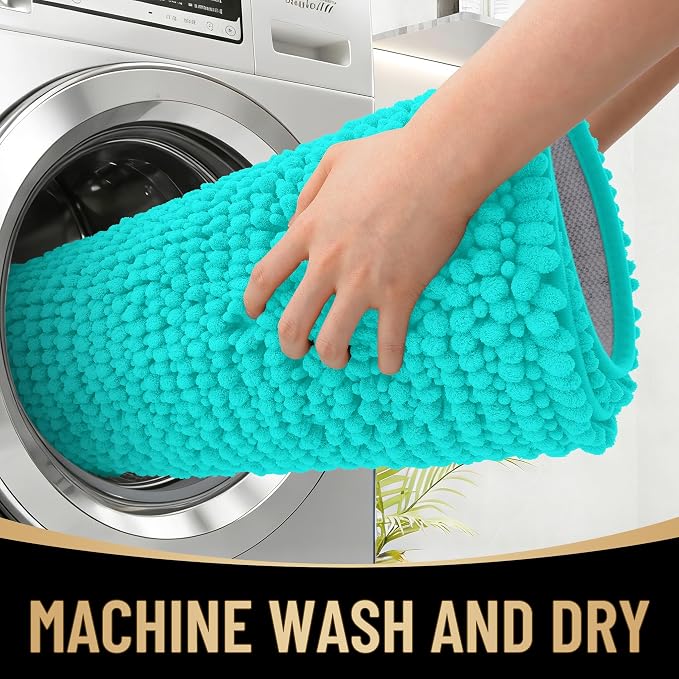 OLANLY Thick Bathroom Runner Rugs 44x24, Extra Soft Absorbent Chenille Bath Rugs, Rubber Backing, Machine Wash Dry, Long Bath Mats for Bathroom Floor, Tub and Shower, Home Decor Accessories, Teal