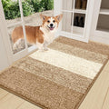 Smiry Dog Door Mat for Muddy Paws, Absorbs Moisture and Dirt, Low-Profile Entryway Mat with Non-Slip Backing, Entry Indoor Outdoor Doormat for Inside Floor (36x24 Inches, Camel, Striped)