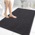 OLANLY Bathroom Rug Mat 40x32, Thick Soft and Absorbent Chenille Bath Mat, Non-Slip Rubber Backing, Machine Washable Quick Dry Bath Rugs for Tub Shower Floor, Home Decor Accessories, Dark Grey