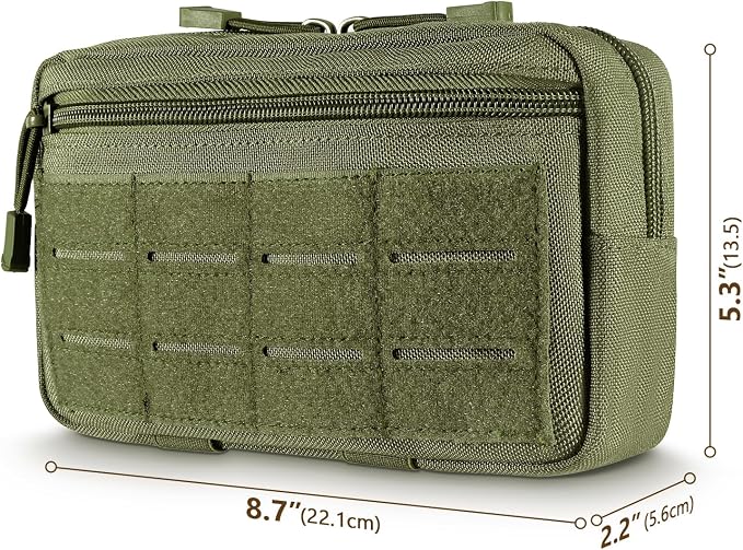 FRTKK Tactical Molle Admin Pouch Utility Laser Cut EDC Tool Pouch Bag Horizontal Modular Pouches Include US Flag Patch and Keychain