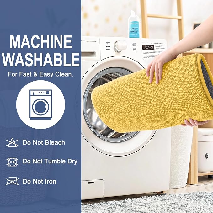 OLANLY Thick Memory Foam Small Bathroom Rugs 24x16, Extra Soft Absorbent Bath Rug, Quick Dry Bath Mats, Non-Slip, Machine Washable Carpet for Bathroom, Tub and Shower, Home Decor Accessories, Yellow