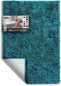 Hearth & Harbor Bathroom Rugs, Chenille Bath Mat - Machine Washable Bath Mats for Bathroom Non-Slip Backing Rubber, Quick Dry Bathroom Mat - Teal 24x36