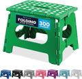 Handy Laundry Folding Lightweight Step Stool - Sturdy Enough to Support Adults - Opens Easy with One Flip - Great for Kitchen, Bathroom or Bedroom (Green - 9 Inch)