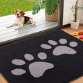 Smiry Dog Door Mat for Muddy Paws, Absorbs Moisture and Dirt, Low-Profile Entryway Mat with Non-Slip Backing, Entry Indoor Outdoor Doormat for Inside Floor (40x32 Inches, Black and Grey, Paw