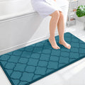OLANLY Memory Foam Bath Mat Rug 47x24, Ultra Soft and Absorbent Bathroom Rugs, Non-Slip, Comfortable, Machine Washable Bath Carpet for Bathroom Floor, Shower and Home Decor Accessories, Peacock Blue