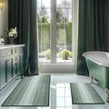 Bathroom Rugs and Mats Sets, 2 Piece Thick Absorbent Chenille Bath Mat Rug Set Non Slip, Soft Shaggy Bath Room Floor Mats for Bathroom, Machine Washable (Hunter Green, 20" x 47" Plus 20" x 32")
