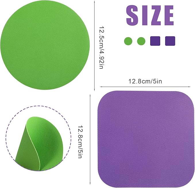 LUTER 4pcs Jar Opener, Rubber, Multi-function Silicone Bottle Opener for Seniors with Weak Hands Lid Cap Gripper Pads Kitchen Coasters Gadgets(Green, Purple)