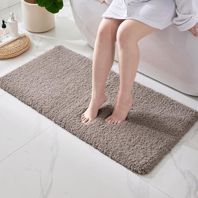 ILANGO Camel Bathroom Rugs 60" × 24" Non Slip & Super Absorbent Extra Thick Soft, Washable Bath Carpet Runner for Floor, Microfiber Plush Shaggy Bath Mats with Tub for Droom Bathtub Shower Room