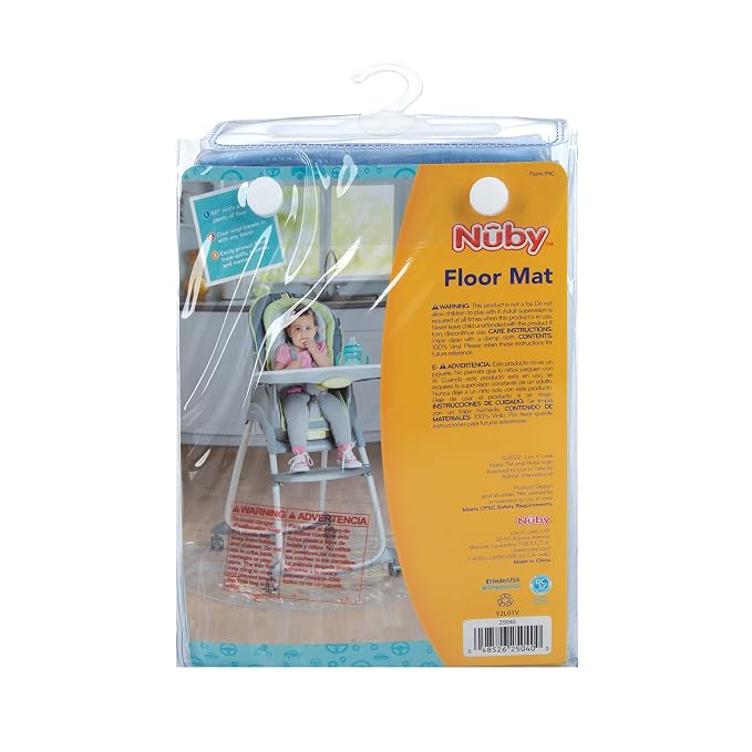 Nuby High Chair Waterproof Floor Mat - 50" Clear Circle Kitchen Mat - Protects Floor from Spills and Messes