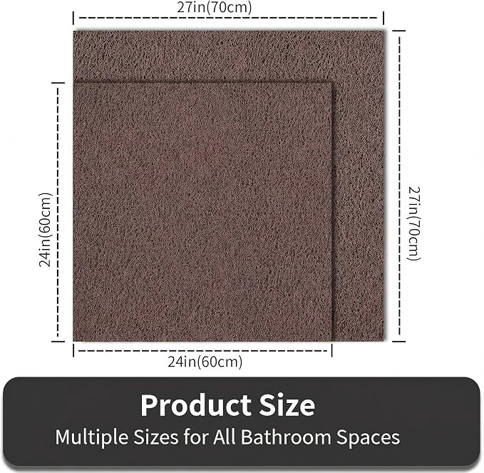 Square Shower Mat Non Slip, 27 x 27 Inch Anti Slip Shower Mat Without Suction Cups, Quick Drying Foot Scrubber PVC Loofah Bath Mats for Bathroom, Tub, Wet Area
