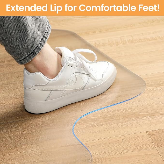 Yecaye Desk Chair Mat for Hardwood Floor, Office PVC Computer Chair Mat, Floor Protector for Rolling Chairs (Transparent, 45" x 53")