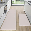 Kitchen Mats for Floor 2 Piece - 17"x29"+17"x59" Anti Fatigue Mats for Kitchen Floor - Non Slip Cushioned Rugs for Standing - Ivory