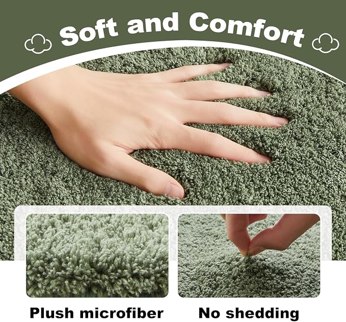 TYUU Sage Green Bathroom Rugs, Ultra Soft Bath Rugs Non Slip Washable, Super Absorbent Quick Dry Bath Mat with Rubber Backing for Bathroom Floor, Shower, or Sink, Sage Green 24" x 48"