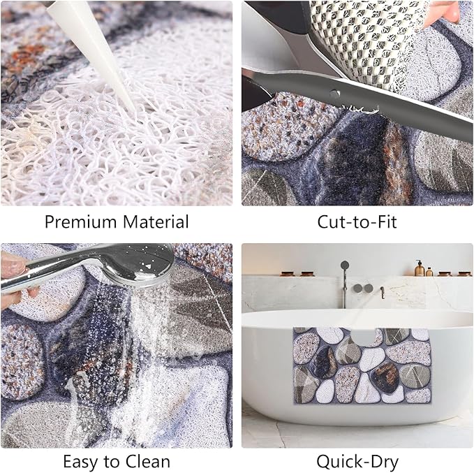 Square Shower Mat Non Slip: 32x32 Inch Extra Large Shower Mats with Drain Hole in Middle -Anti Slip Shower Mats for Inside Shower -Loofah Shower Floor Mat Bath Mat for Shower Stall Bathtub Elderly