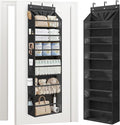 STORAGE MANIAC Over the Door Organizer 6-Shelf Closet Hanging Storage with 14 Mesh Pockets, 66lbs Capacity Clear Deep Pockets Behind Door Storage for Nursery, Bathroom, Bedroom, 1 Pack Black