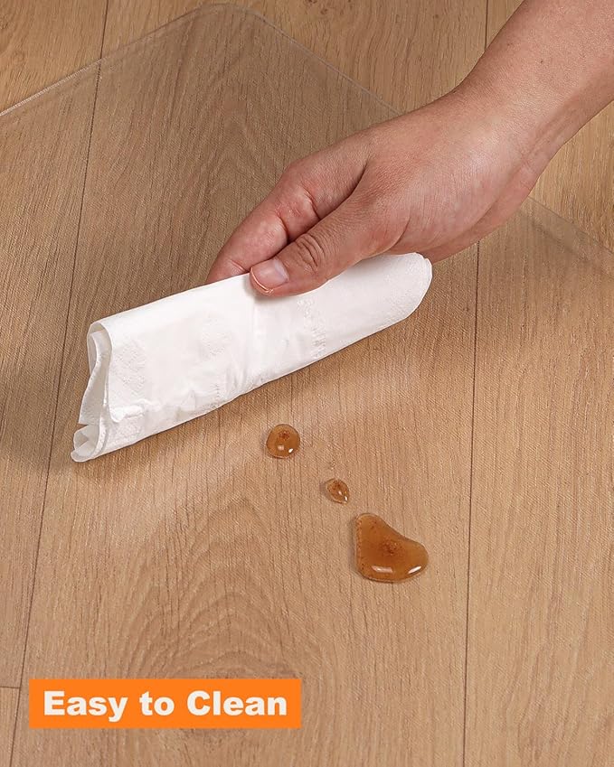 Small Clear Area Mat, 3'×3' PVC Waterproof Hard Floor Mat for Under Refrigerator, Under Plant Pots