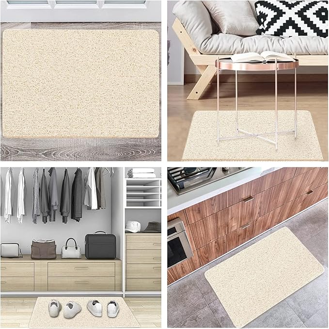 godehone Shower Mats Non Slip Without Suction Cups, PVC Loofah Bathroom Mats, Loofah Mats for Shower and Bathroom, Quick Drying, 23.6× 34.6 Inch, Beige