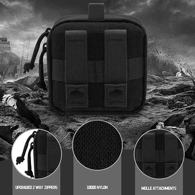2 Pack Small Admin Pouch, 1000D Tactical Molle Mini Tool EDC Waist Belt Pouches Bag for Vest Backpack