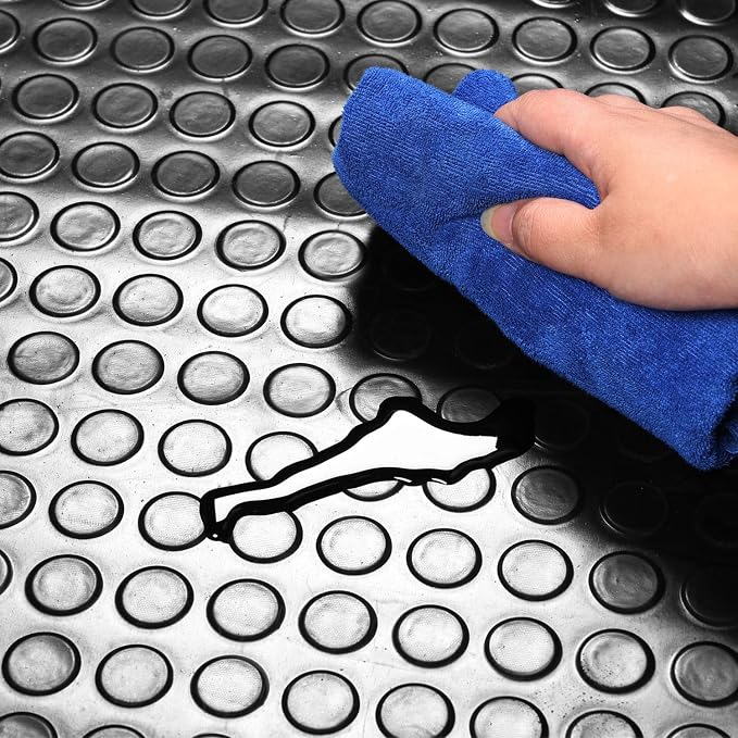 3mm Thin Coin-Grip Rubber Flooring Roll, 2X 4 ft Waterproof Anti Slip Mat, Multi-Purpose Easy Clean Floor Protector for Garage, Laundry Room, Gym, Kennel