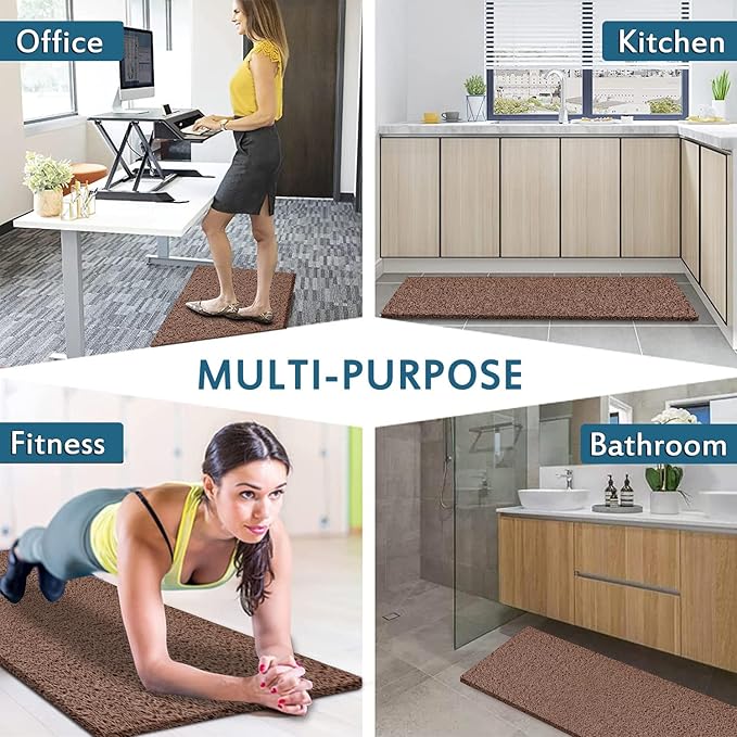 godehone Shower Mats Non Slip Without Suction Cups, PVC Loofah Bathroom Mats, Loofah Mats for Shower and Bathroom, Quick Drying, 17.1× 59 Inch, Brown