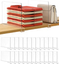 HBlife 24 Pack Clear Shelf Dividers, Vertical Purse Organizer for Closet Perfect for Sweater, Shirts, Handbags in Bedroom and Kitchen, Adjustable Acrylic Bookshelf for Organization