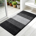 Kitinjoy Indoor Outdoor Door Mat, 45x27 Non-Slip Absorbent Dirt Trapper, Low-Profile Washable Inside Entrance Front Floor Mat, Sturdy Soft Entry Doormats for Entryway, Black
