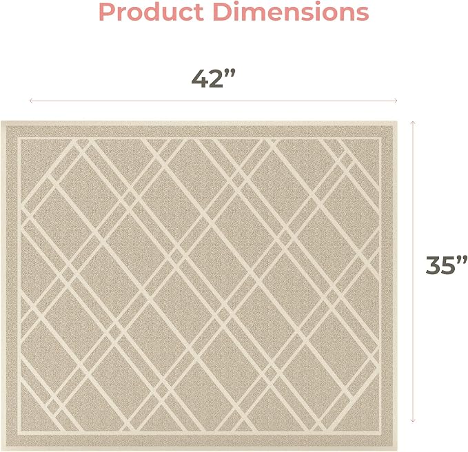 SlipToGrip Universal Door Mat, Plaid Design - Light Beige, 42 x 35 - Anti Slip, Durable and Washable, Outdoor and Indoor Floor Welcome Mat - Front Door, Dust Absorbent