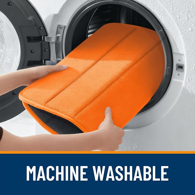 OLANLY Memory Foam Bath Mat 44x24, Super Soft Absorbent Bathroom Rugs, Quick Dry, Machine Washable Shower Floor Rugs, Bathmat Carpet, Bathroom Home Decor Accessories, Orange