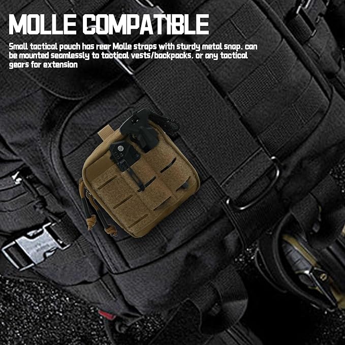 2 Pack Small Admin Pouch, 1000D Tactical Molle Mini Tool EDC Waist Belt Pouches Bag for Vest Backpack